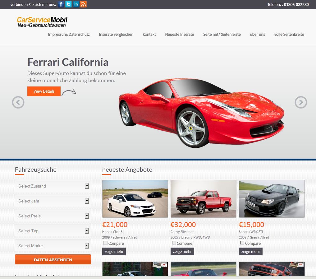 Webseite für Autohändler